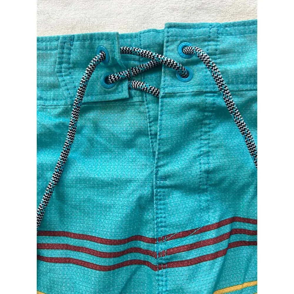Reef Peeler Board Shorts Mens 28 Blue Yellow Drawstring Surfing Swim Trunks